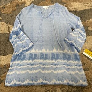 Cathy Daniels Light Blue Tie-Dye Tunic Small NWT